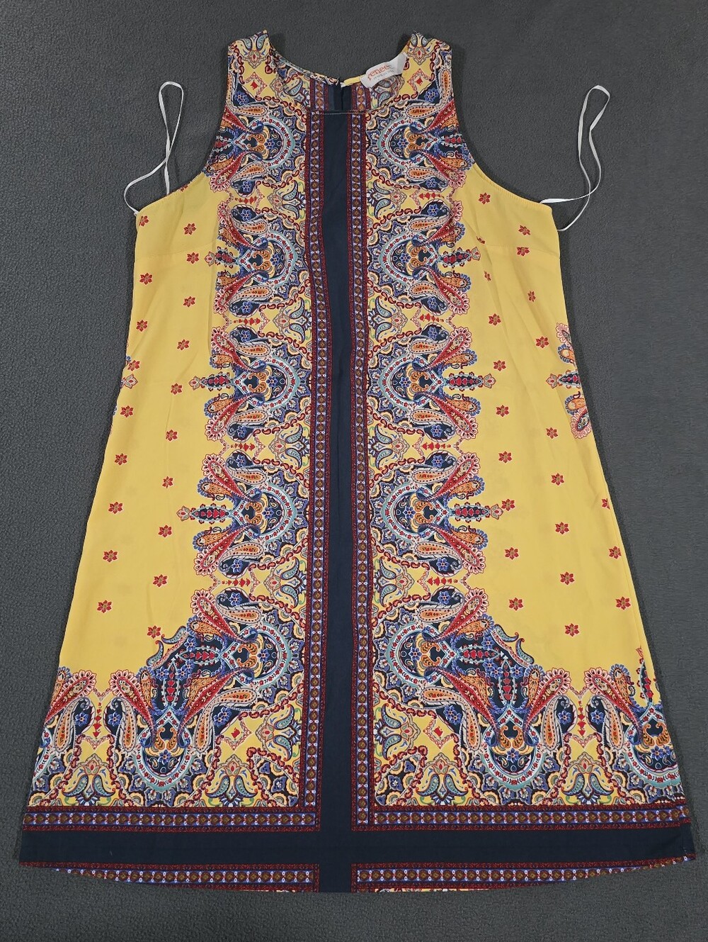 Renee C Lightweight Summer Sleeveless Paisley Yellow Pull On Knee Dress See Mes